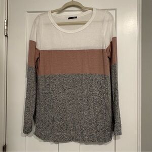 Pink Clover brand | White, Pink and Gray Colorblock Top